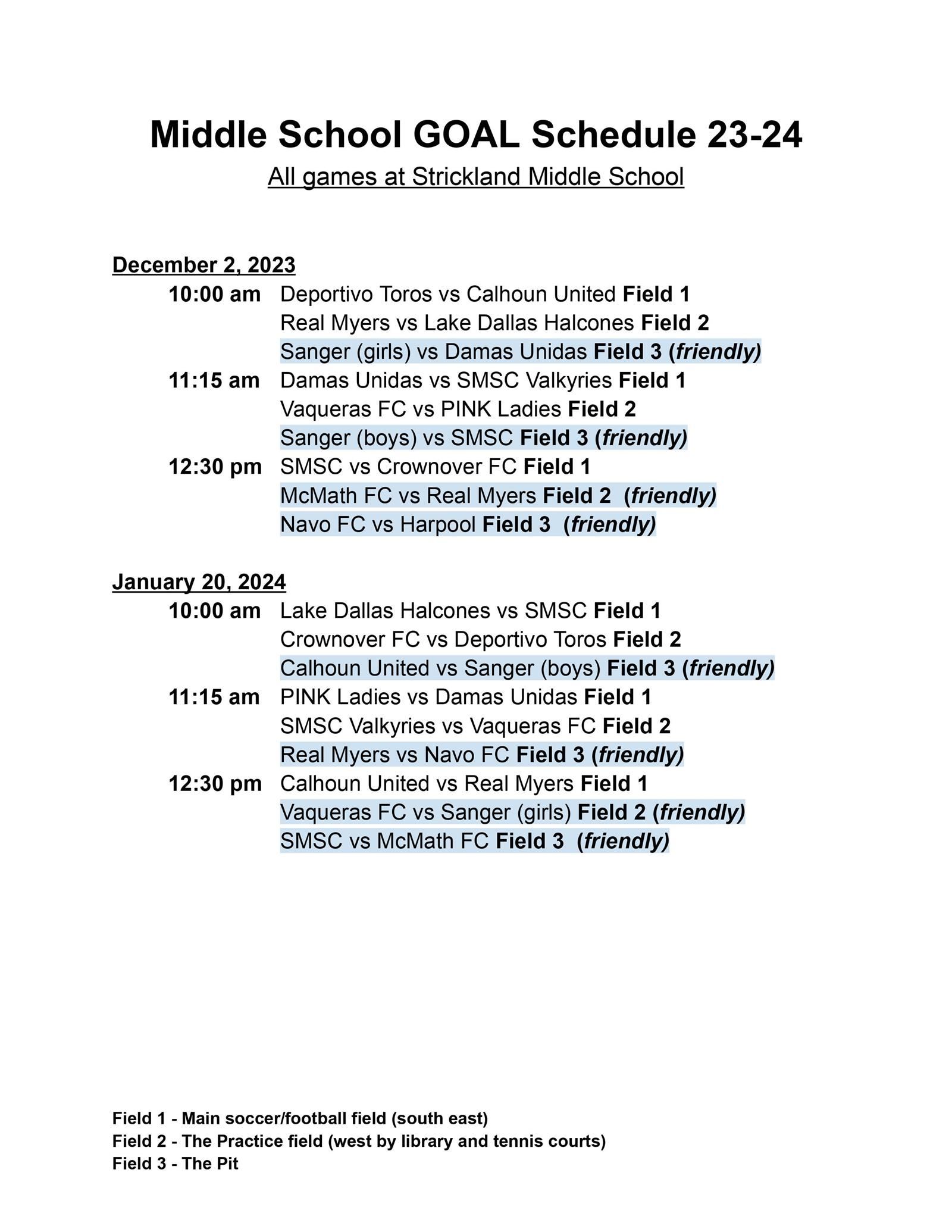 schedule