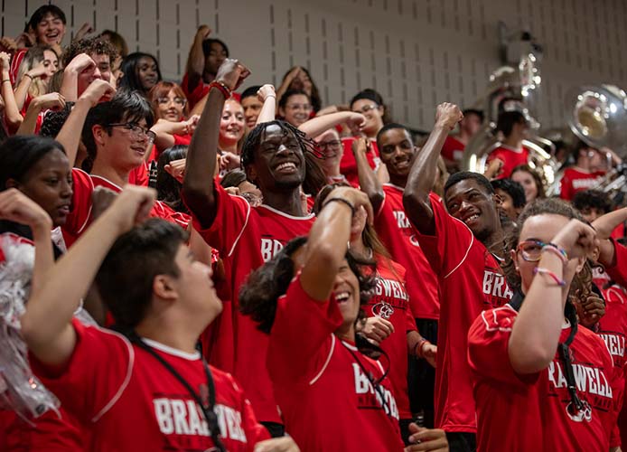 students at a pep ralley