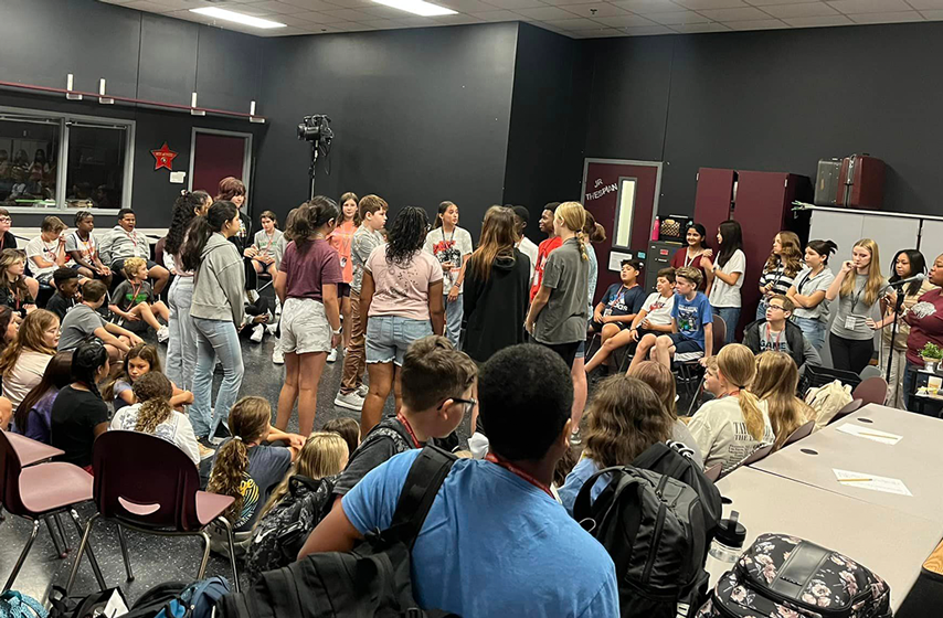 Students in theater class