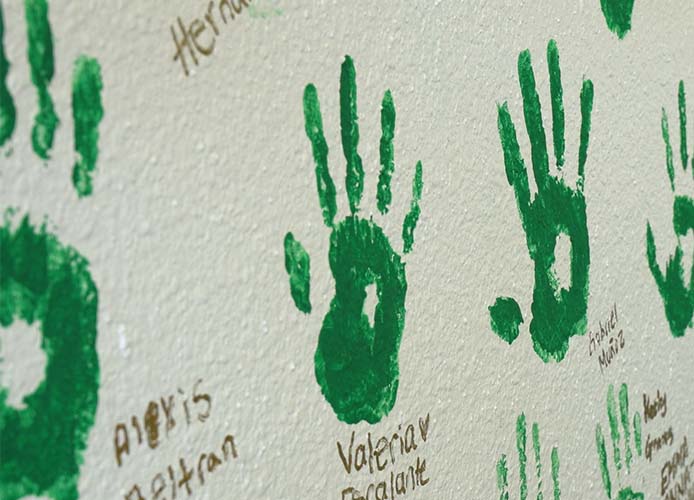 students handprints