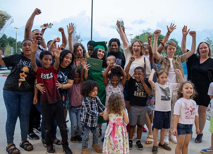 students celebrating