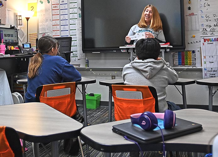 Teacher and studentsin a classroom