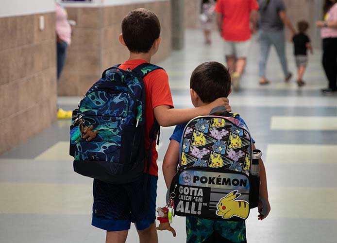 students walking together