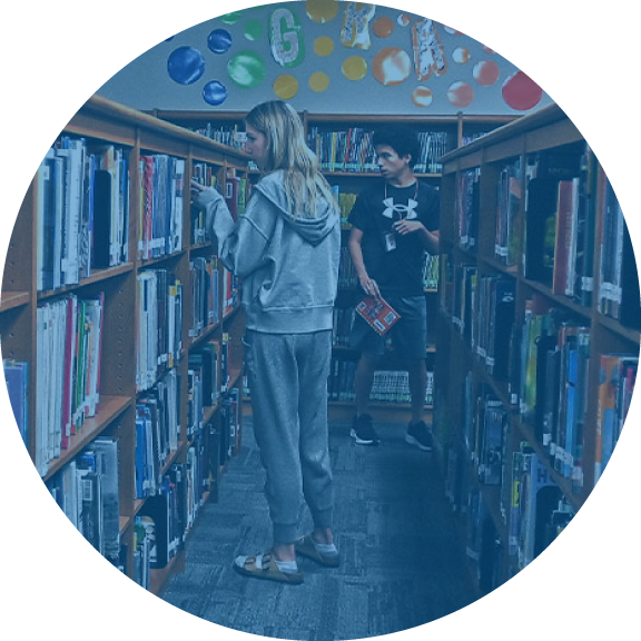 Students in a library